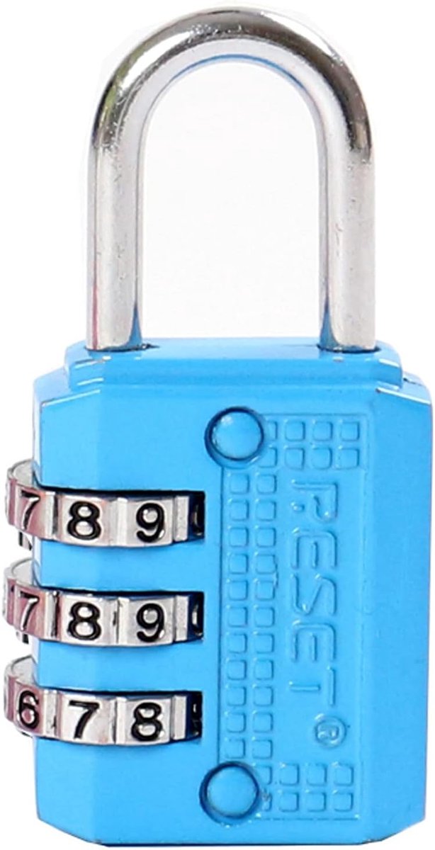 071 3-cijferig combinatieslot - klein hangslot voor schoolgymkluis - bagage - koffer - rugzak - gereedschapskist - stel je eigen combinatie in - blauw
