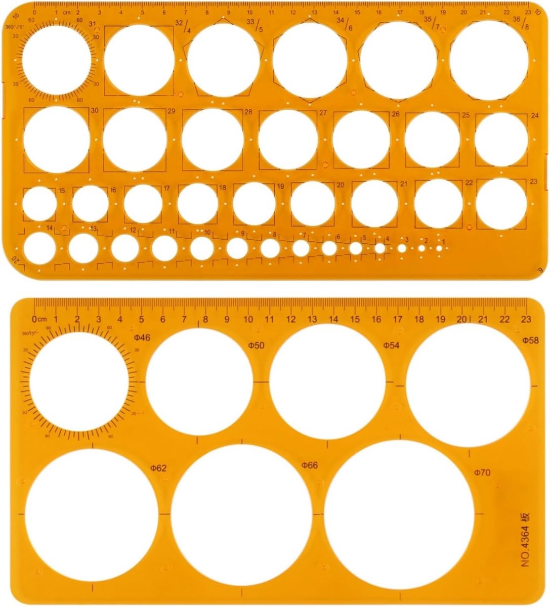 2 Stuks Cirkel Sjablonen met 36 Circles en 7 Circles - Transparante Ruler voor Schilderen en Quilling Hulpstukken