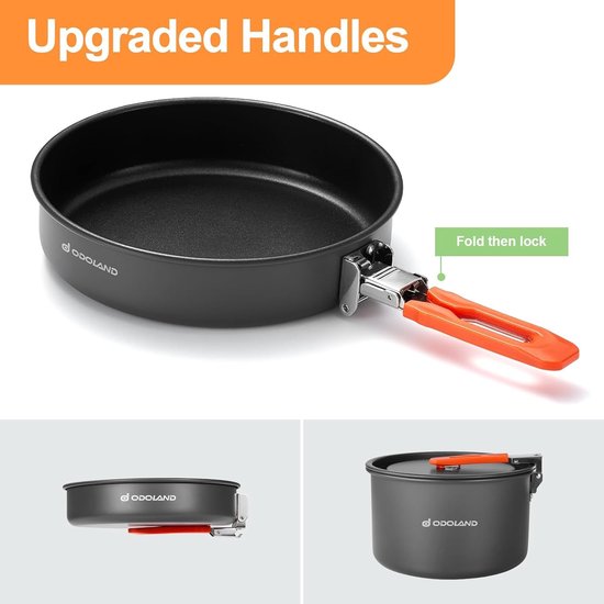 Lichtgewicht Kookset voor Kamperen met Anti-aanbaklaag, Inclusief Pannenset en Netzak voor Buiten koken, Picknicken en Backpacken, 4L — afbeelding 5