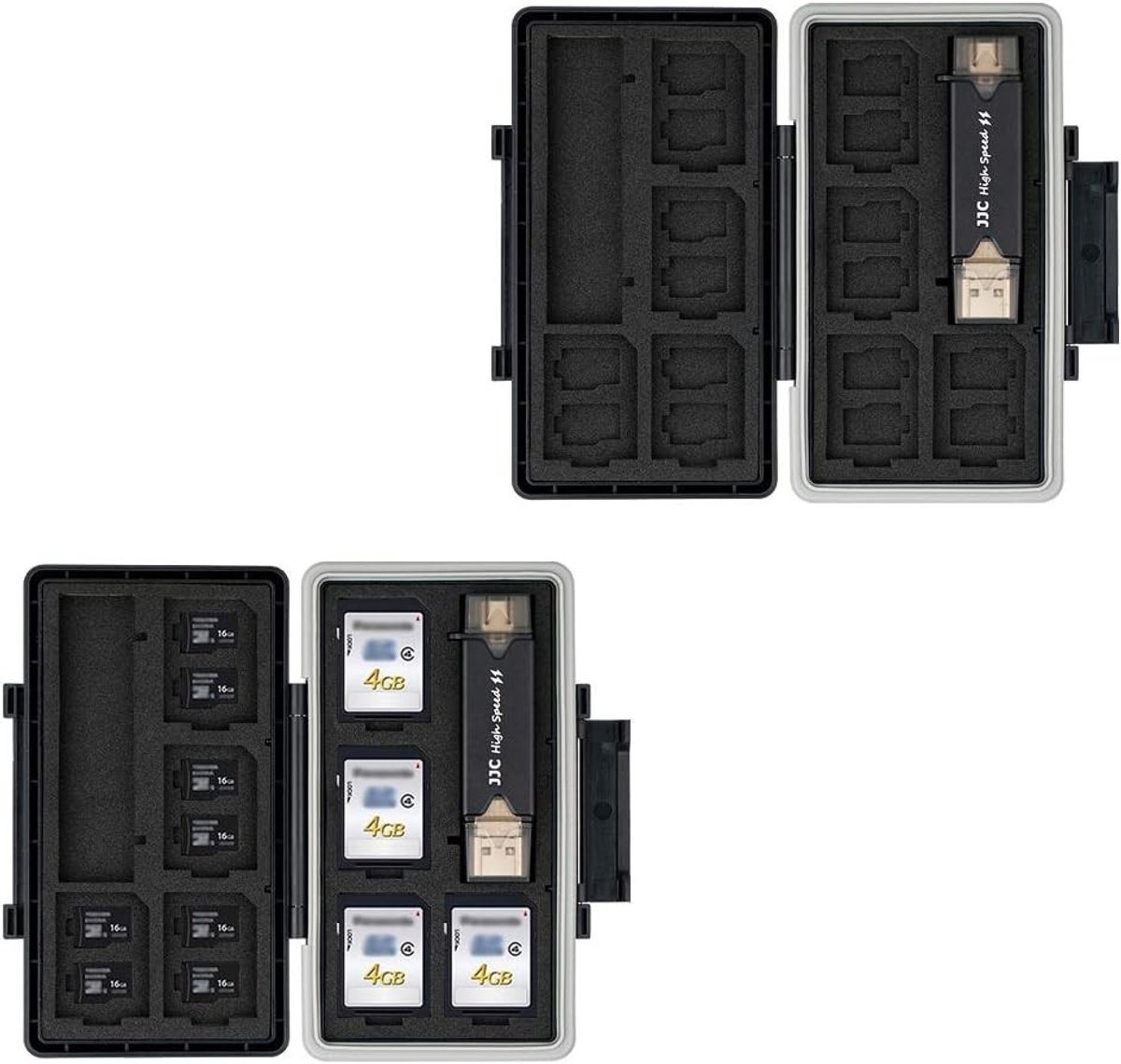 Waterdichte Geheugenkaartopslagdoos voor 8 SD Kaarten en 16 Micro SD Kaarten met Lezer voor Geheugenkaarten en Bescherming tegen Schade