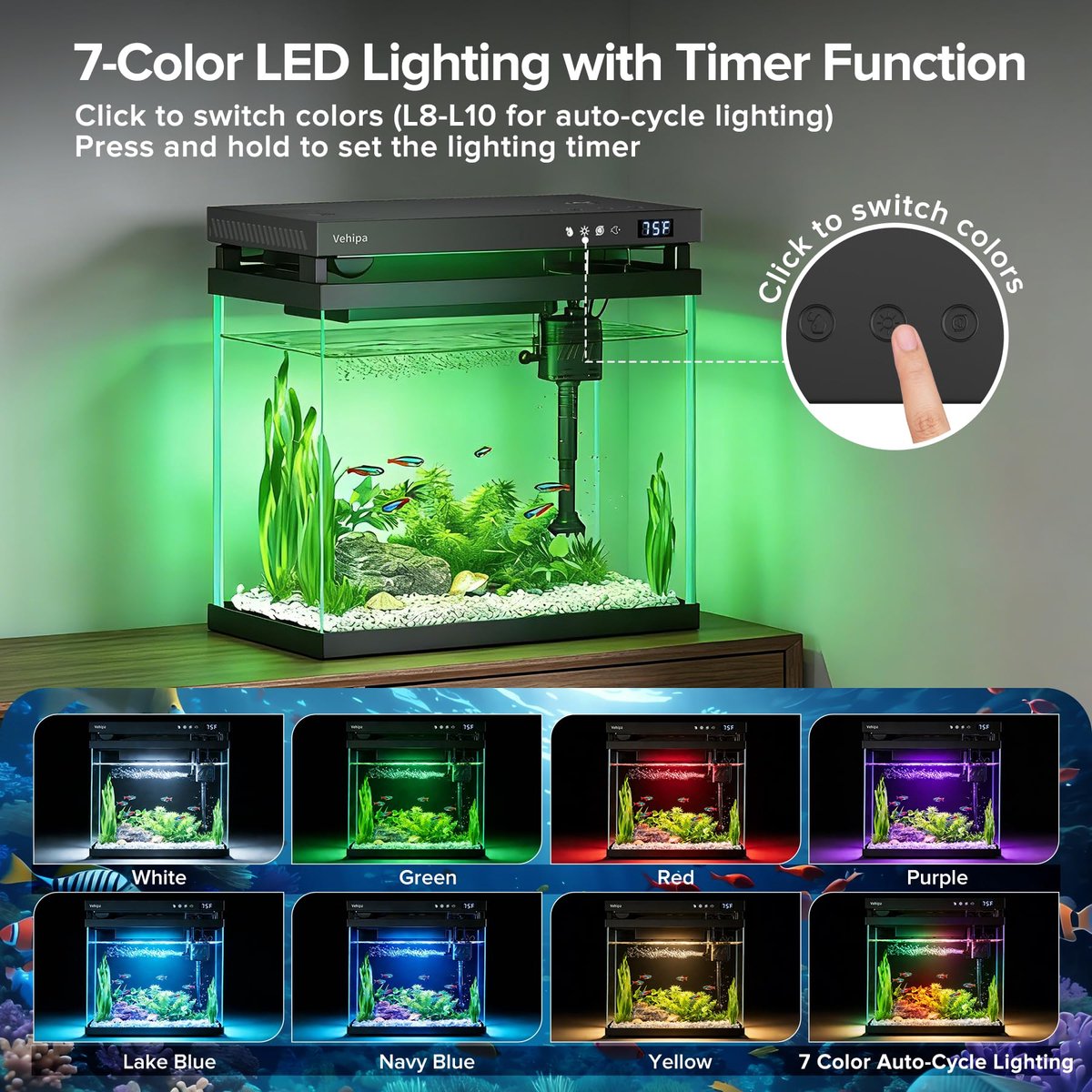 Nano-aquarium 8 liter - zwart - complete set - perfect voor beginners - ShopVlot thumbnail 5