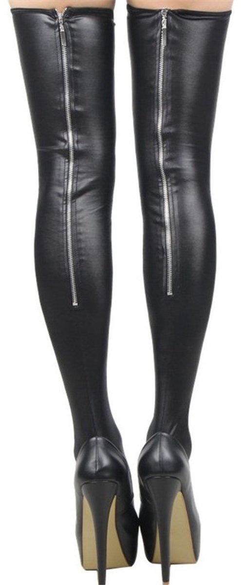 Leather look stay-up