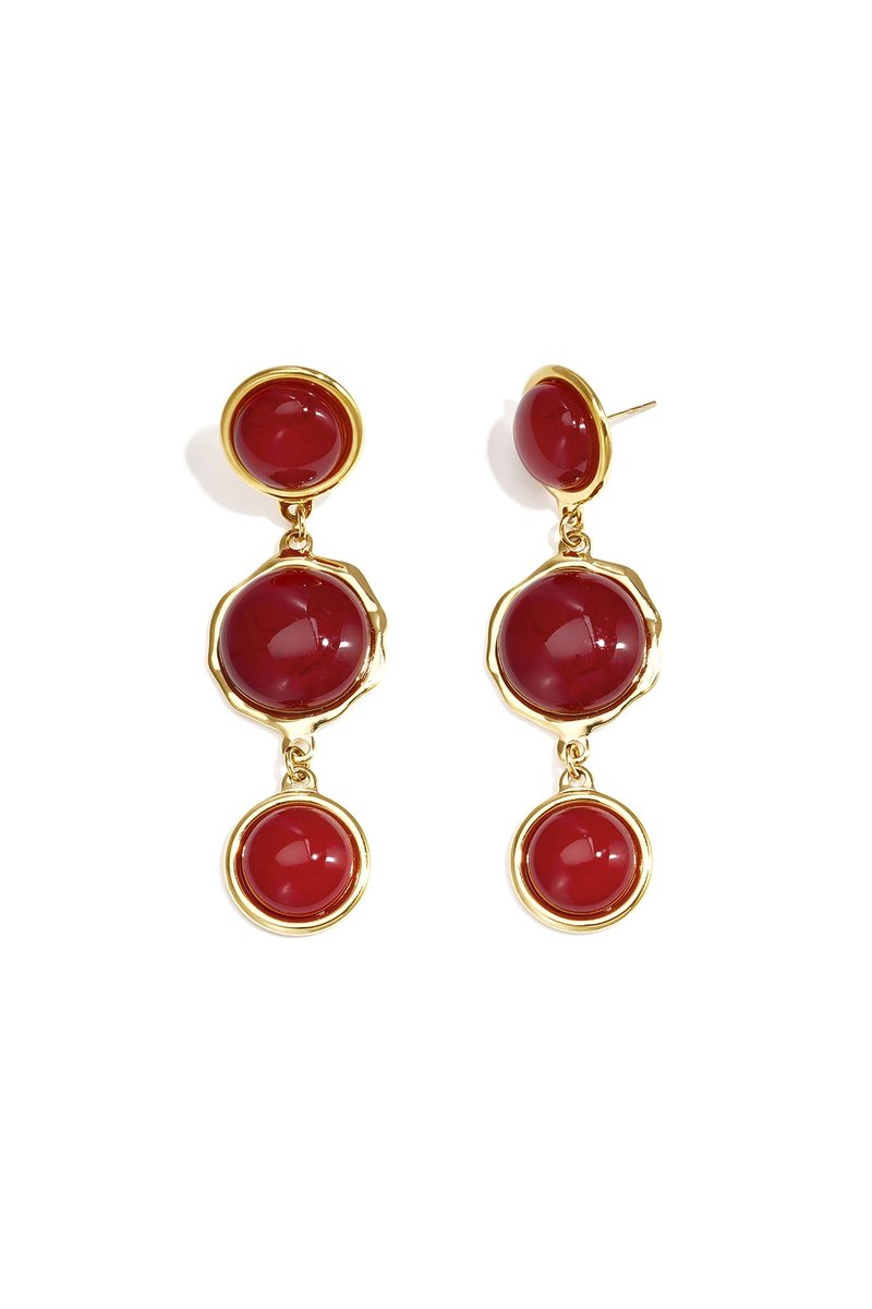 Hangende oorbellen van roestvrij staal, elegant, perfect voor feestjes en bijeenkomsten, luxe serie damessieraden - Karmozijnrood