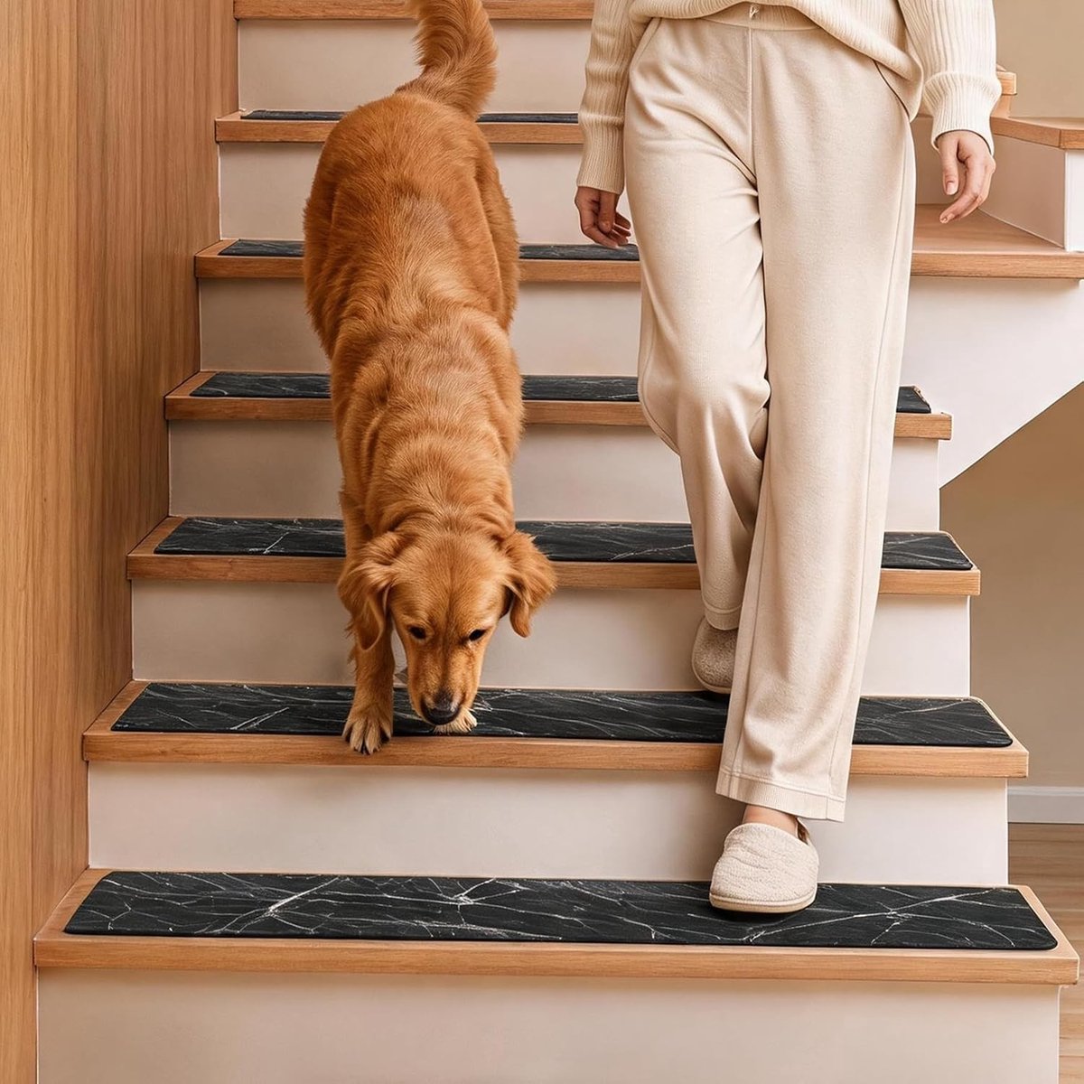 Set van 15 Antislip Trapmatten, 76 x 20 cm, Zelfklevende Trapmatten voor Houten Trappen, Bescherming voor Ouderen en Huisdieren, Trapbekleding voor Binnengebruik