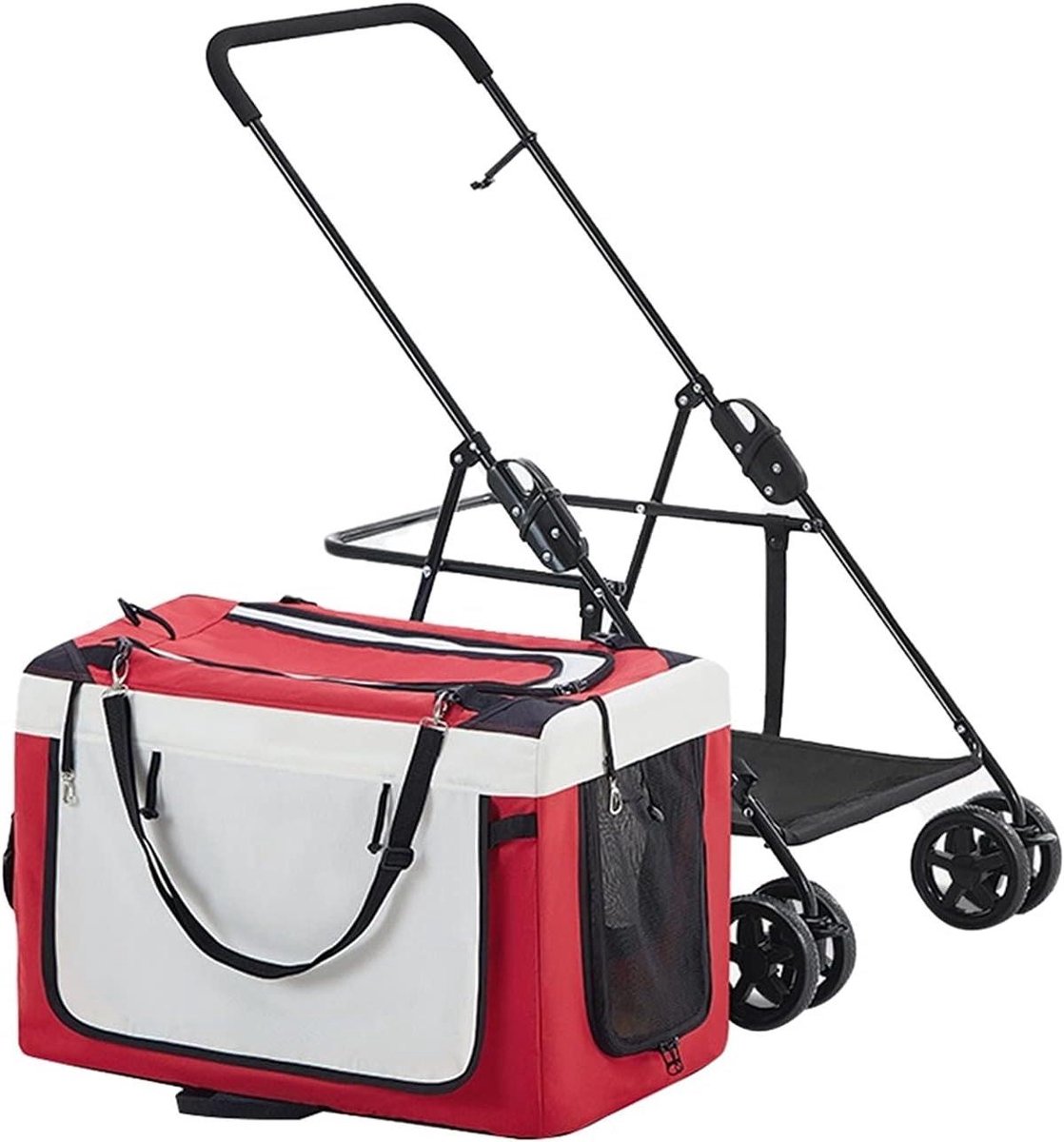 Dierenbuggy - Draagtas - Reizen met huisdier - Afneembare reiswieg - 71 x 56 x 95 cm - Rood
