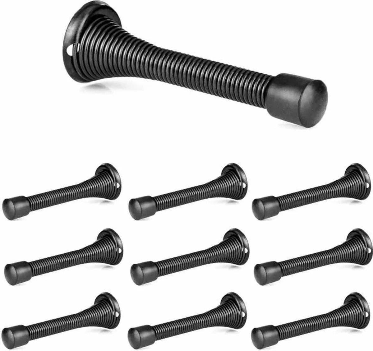 10 veerbelaste deurstoppers, zwart – 8,25 cm zware deurstoppers – traditionele veerbelaste deurstoppers Geschikt voor rubberen kussentjes
