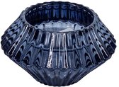 Glazen waxine- en kaarsenstandaard blauw