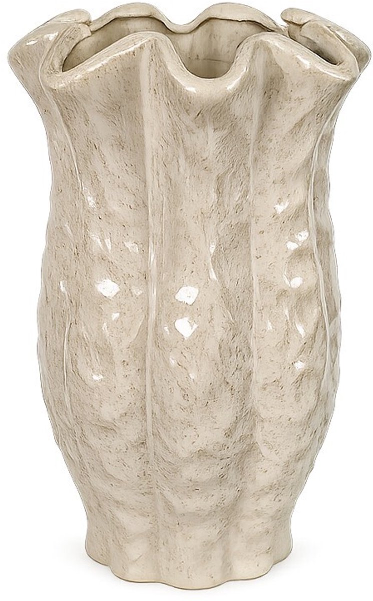 Aardewerk vaas Riff beige L