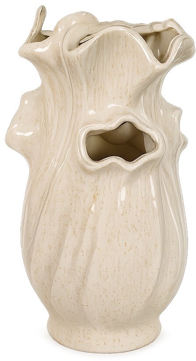 Aardewerk vaas Fern beige L
