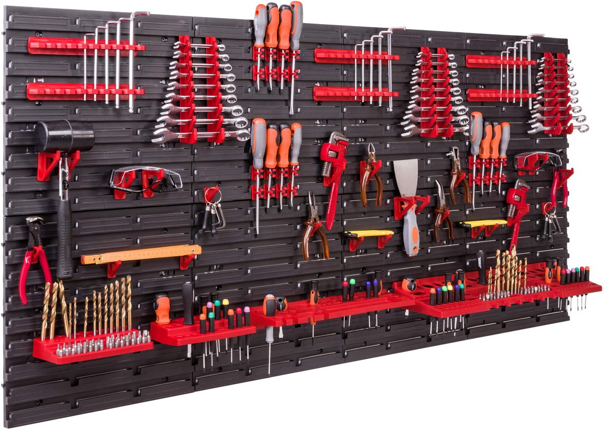 Famanu – Opbergsysteem wandrek, 158 x 78 cm, stapelboxenkast met extra sterke wandplaten, uitbreidbaar, ideaal voor werkplaats en opbergruimte