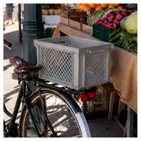 Vintag Fietskrat - 26 Liter - 40 x 30 x 22 cm - Kunststof - Grijs — afbeelding 4