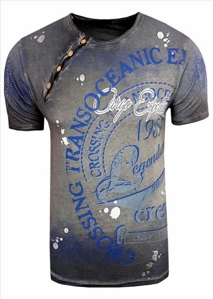 Rusty Neal - Heren T-Shirt - Antraciet - Zachte Stof - Italianstyle