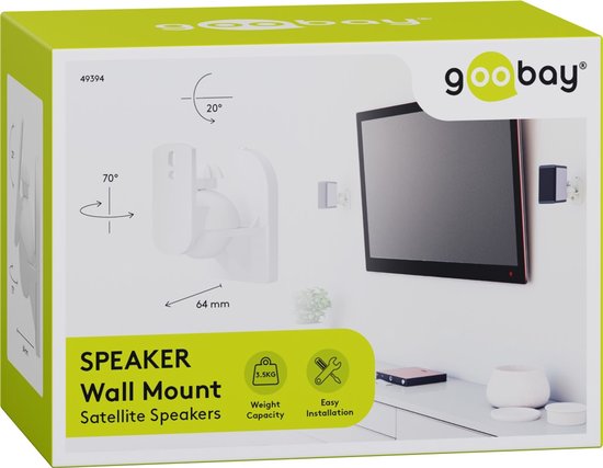 Goobay luidspreker muurbeugel set voor kleine luidsprekers - tot 3,5 kg / wit van Goobay — afbeelding 2