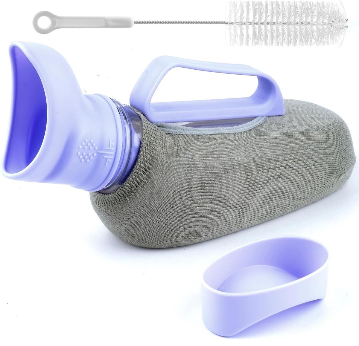 Draagbare Vrouwelijke Urinaal van 1200 ml met Gebreide Hoes en Reinigingsborstel voor Gemakkelijk Gebruik en Hygiëne