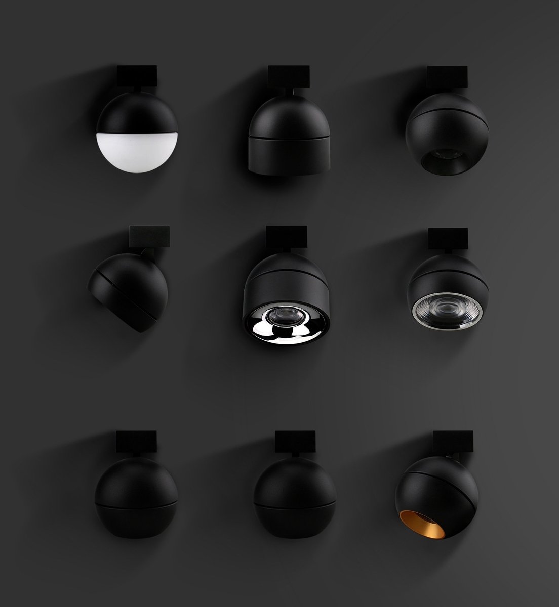 Orbit LED wandlamp, dimbaar, 6W/9W vermogen, 2700K warm wit licht, 905 lumen, zwart aluminium, IP20