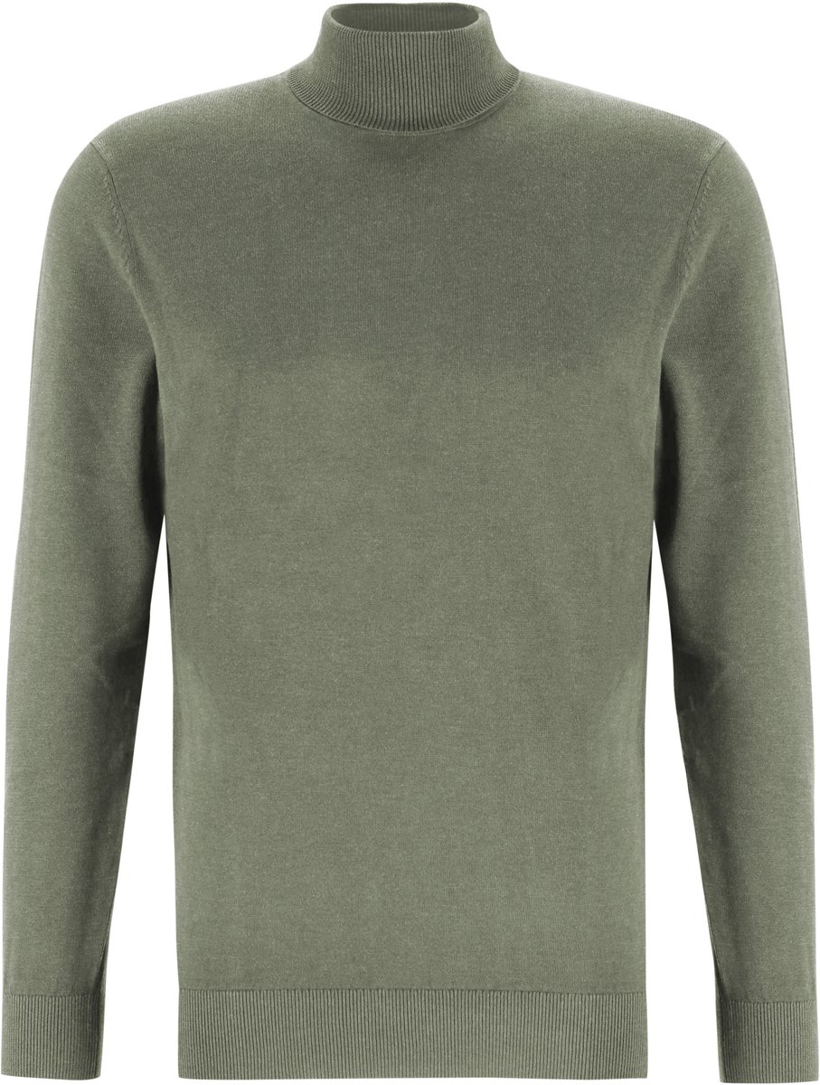 Michaelis heren trui katoenmengsel - slim fit coltrui - donkergroen