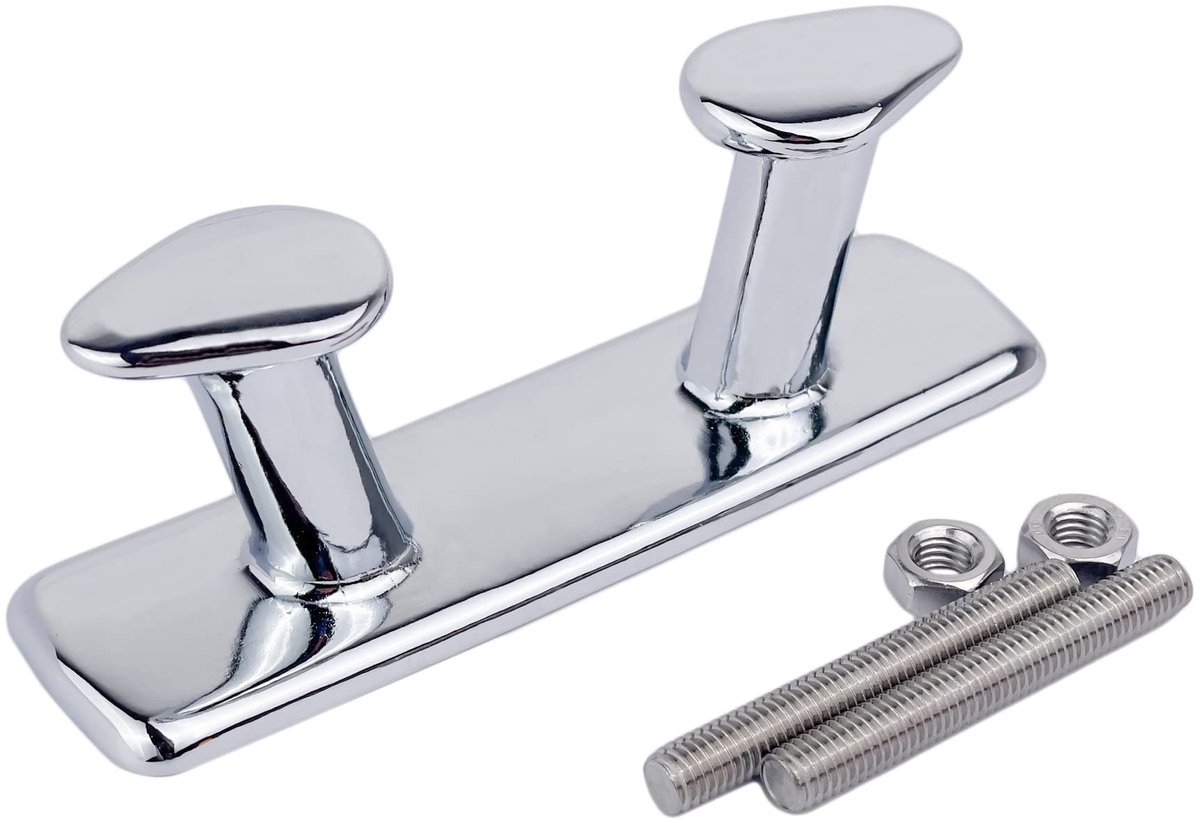 Polished chrome plated brass mushroom cleat for boats Length 140 mm - ShopVlot