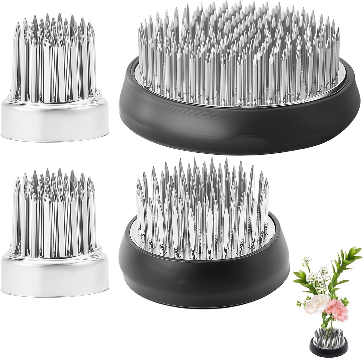 Set van 4 Stukken Steekigel voor Bloemen in 3 Maten (0.906/1.339/46mm) - Stabiele, Antislip en Kippenbestendige Bloem Picker voor Ikebana en Vazen