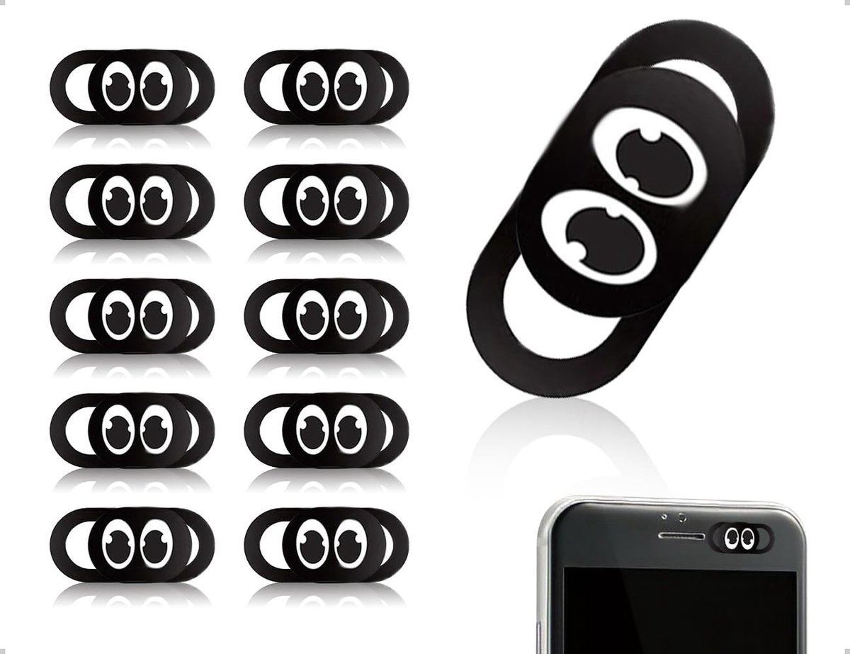 Webcamafdekking - Zwart - 18 x 9 mm - Ultradun Slider Camera Cover - Voor Laptop, Smartphone en Tablet