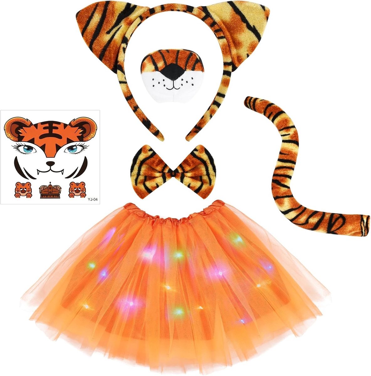 Piratenkostuum voor kinderen, 8-delige set met bandana, blinddoek en accessoires voor carnaval, Halloween en cosplay