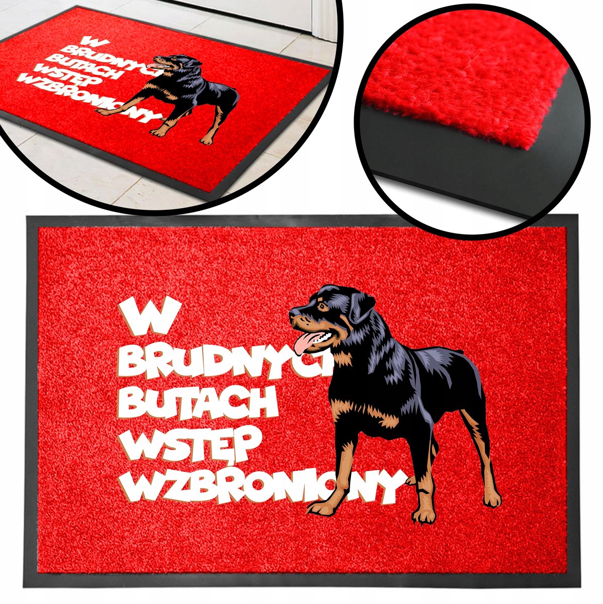 Merkloze Rode Deurmat met "Verboden met Vuile Schoenen" Tekst - 40x60 cm