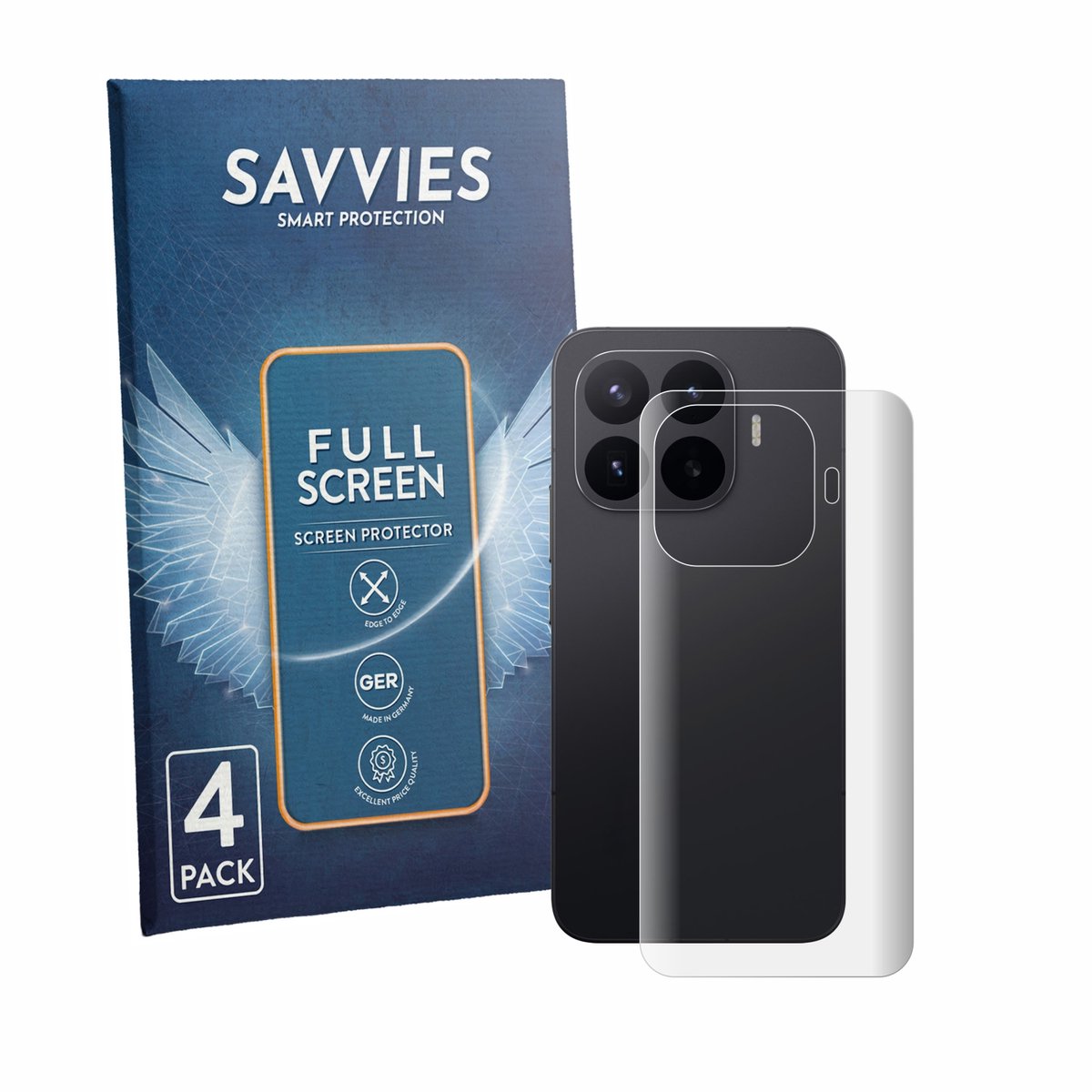 Savvies - Screenprotector voor Xiaomi 17T Pro (Achterkant) - Folie Beschermfolie transparant volledig dekking 4 Stuks