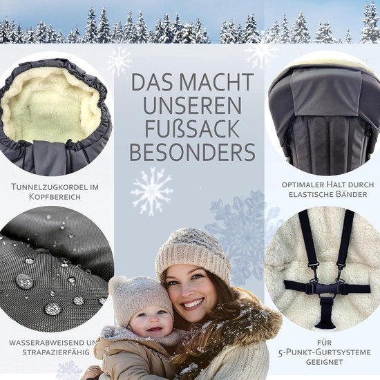Winter voetenzak - Mummy model - Kind warm houden - Verstelbare lengte - 90-110 cm - Beige — afbeelding 4