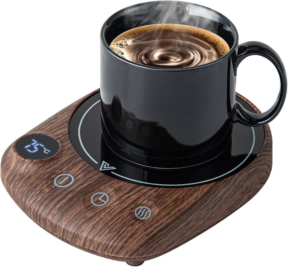 Bekerwarmer - Houtnerf - - Automatische Uitschakeling met 4 Temperatuurinstellingen - Voor Koffie, Thee en Cacao