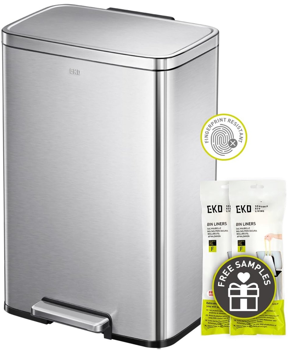 Vuilnisbak - Staal - 50 liter - Geborsteld RVS met Softclose en Pedaal - Voor Keuken en Kantoor