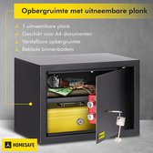 HomeSafe HV25K Meubelkluis met Sleutelslot 3mm Stalen Deur Zwart RAL 9005 Inclusief Uitneembare Plank en Tapijt Mechanische Veiligheidskluis voor Documenten Geld en Sieraden met Montagebouten Privékluis Geen Batterijen Nodig