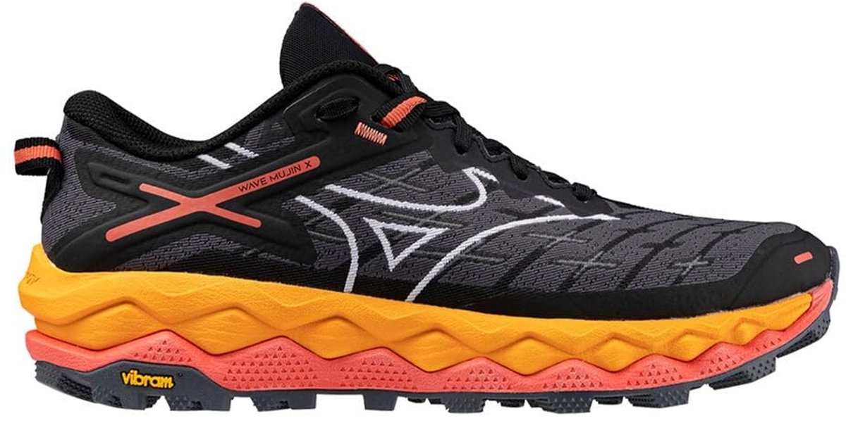 Mizuno Wave Mujin 10 - Trail Hardloopschoenen - Dames - Zwart/Rood/Oranje - 38