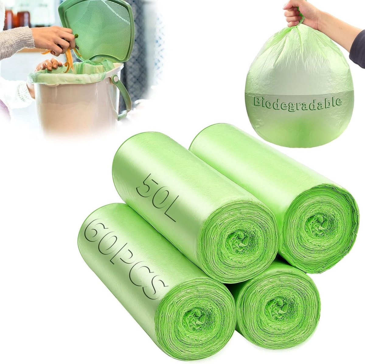 Composteerbare Vuilniszakken - Biologisch Afbreekbaar - 50 L - Met Stervormige Bodem - Voor Huis en Tuin