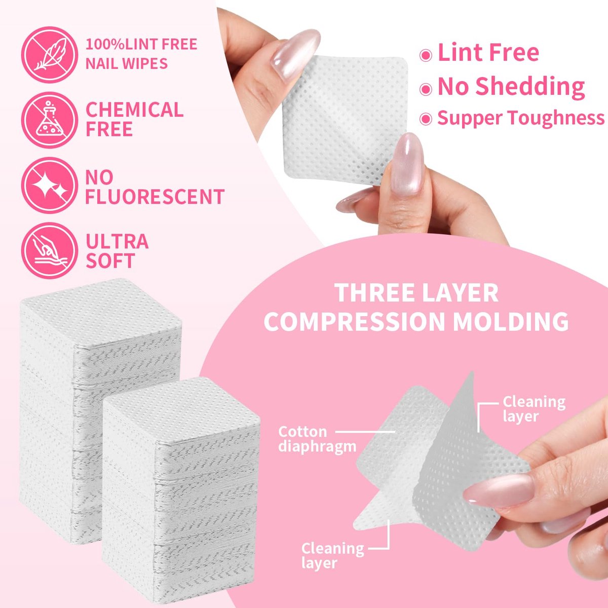 ANNAFRIS 1080 stuks Lint Vrij Nageldoekjes,Nagellak Verwijder,Accessoires Nagelversiering(Wit) - ShopVlot