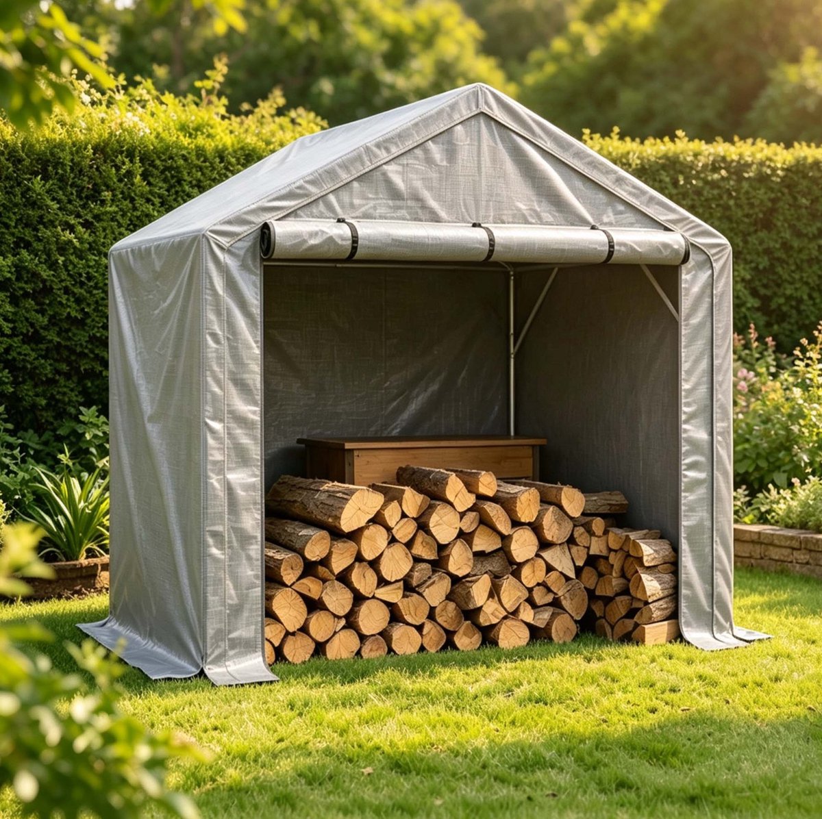 Opslagtent Met 3 Dichte Zijden – 190 x 170 x 200 Cm – Stalen Frame – Donkergrijs – Weerbestendig Voor Fiets, Gereedschap En Tuingebruik