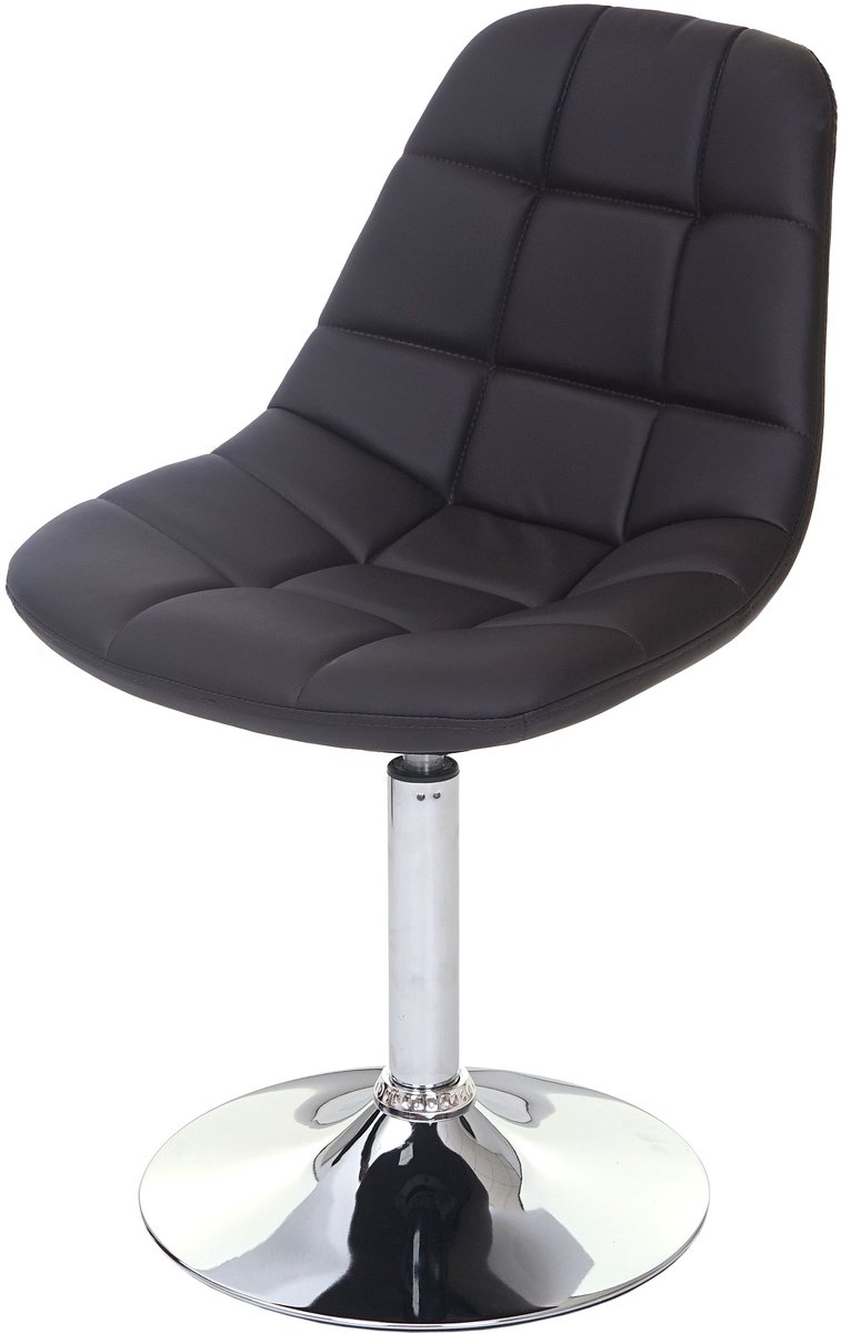 Set van 2 eetkamerstoelen MCW-A60, draaistoel, chroom ~ kunstleer bruin