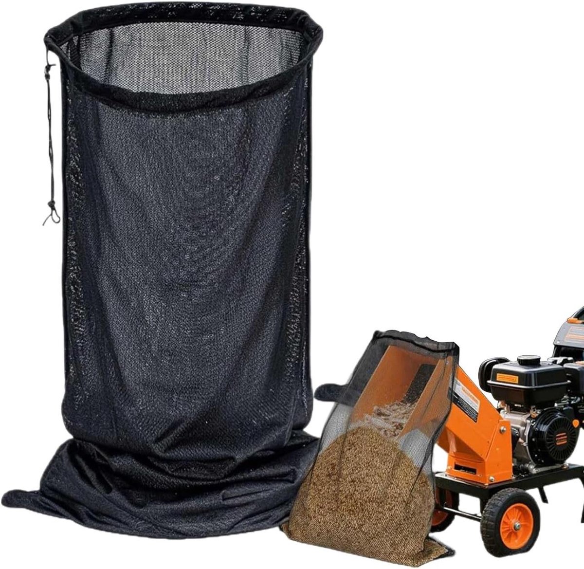 Opvangzak Hakselaar - Tuinafval Zak - Tuinonderhoud Opruimen - Duurzame Mesh Stof - 123x60 cm - Zwart
