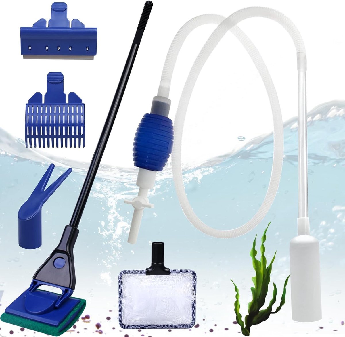 Aquarium schoonmaakset 5 in 1 - Multifuntioneel - Afneembaar - Voor het onderhouden van aquaria