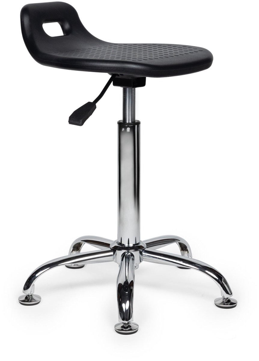 Stahulp Kruk – Ergonomische, Verstelbare Werkstoel met Voetsteun – Comfortabele Sta-Kruk voor Werkplaats, Bureau, Magazijn, Laboratorium, Industrie & Thuis – Stevig en Rugvriendelijk - Zithoogte 50-68cm