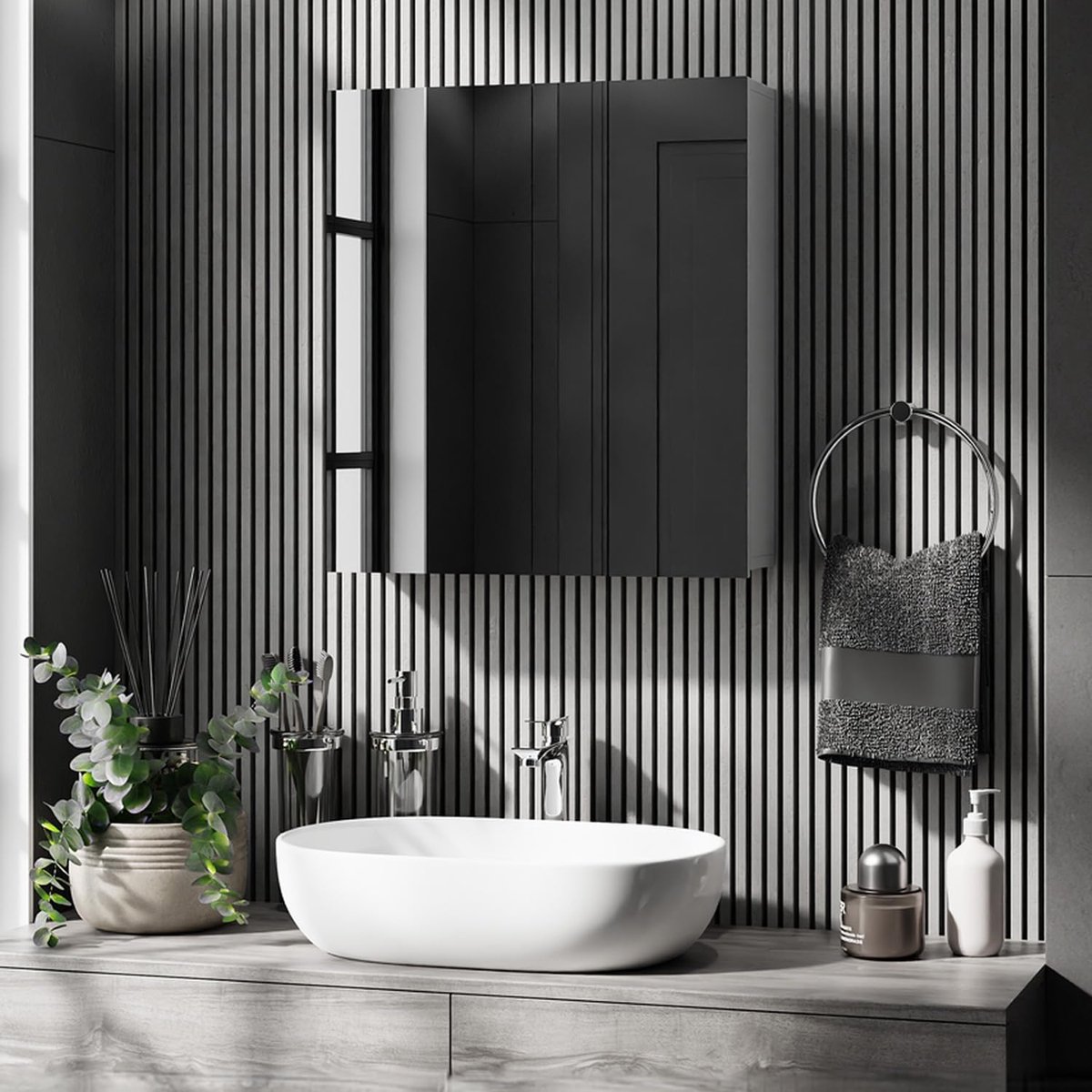 Famanu – Spiegelkast voor de badkamer, 60 cm breed, functioneel en stijlvol ontwerp