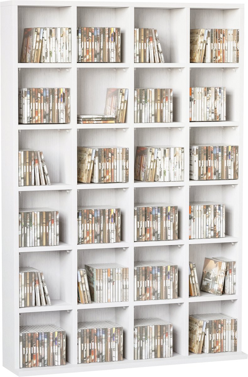 Staande boekenkast met 24 vakken, opbergkast met meerdere vakken en displayrek, geschikt voor de woonkamer en slaapkamer, wit