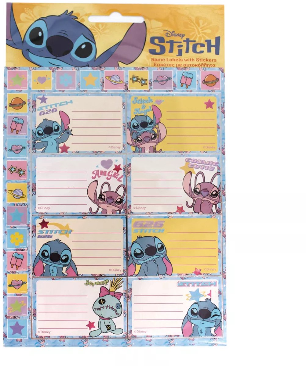 Disney Lilo & Stitch Notebook Labels 16 Stuks – Etiket-stickers – Naam-etiketten – Paars