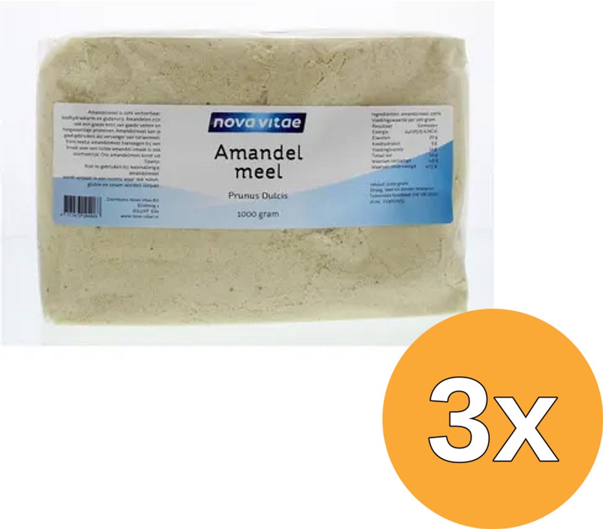 3x Nova Vitae Amandelmeel (1000 gr)