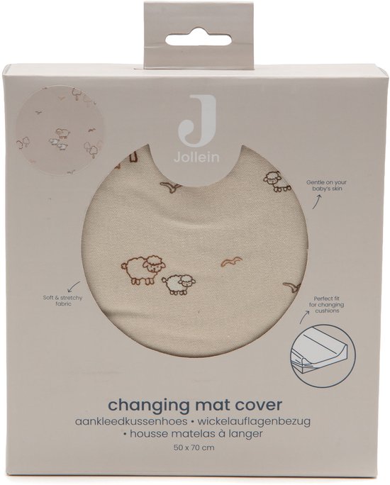 Jollein Wickelauflagenbezug Jersey 50x70cm - Woolly — afbeelding 3