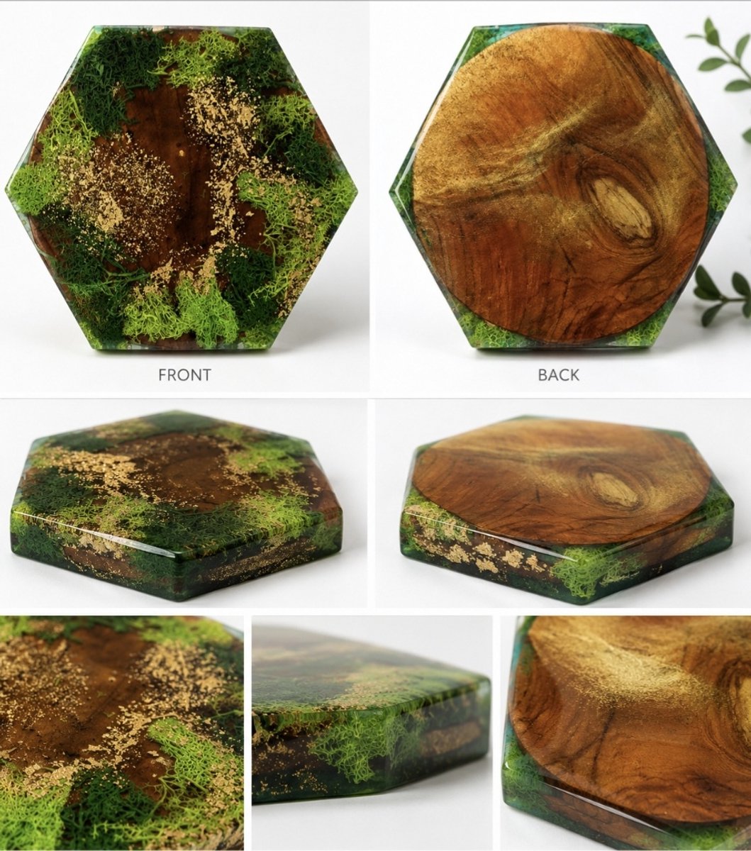 Decoratieve Epoxy Houtschijf met Mos