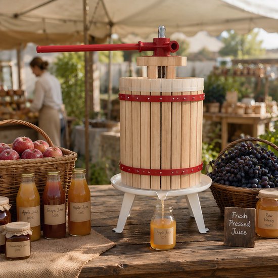 Hout Handmatige Fruitpers 12L - Traditionele Fruitpers voor Appels, Peren & Druiven — afbeelding 5