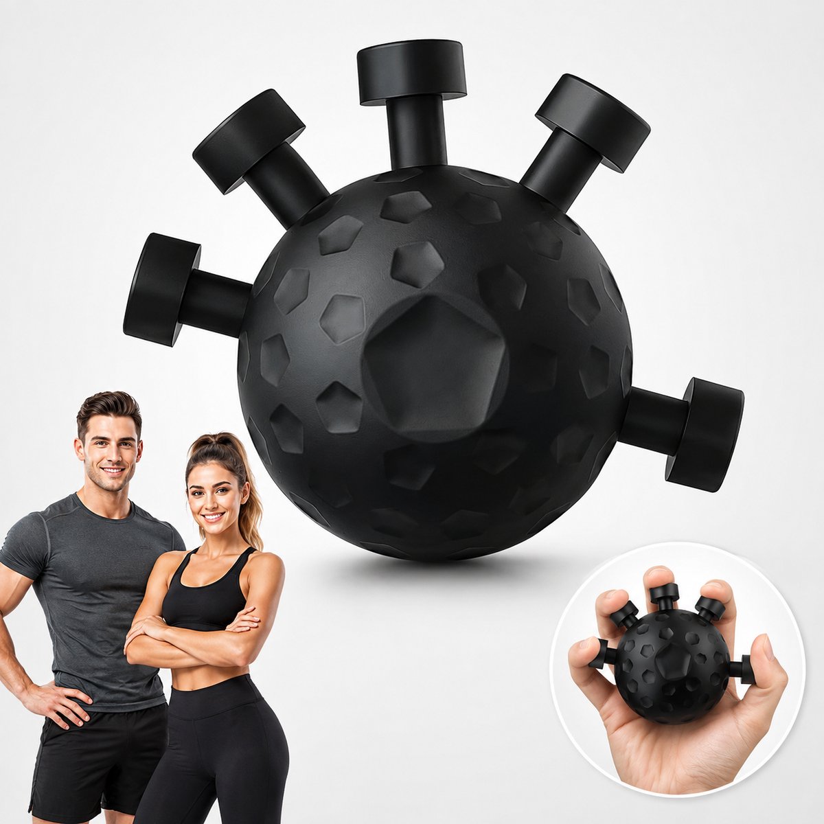 Handtrainer - Vingertrainer - 45 KG Weerstand - 5-Vinger Griptrainer - Antislip - Zwart
