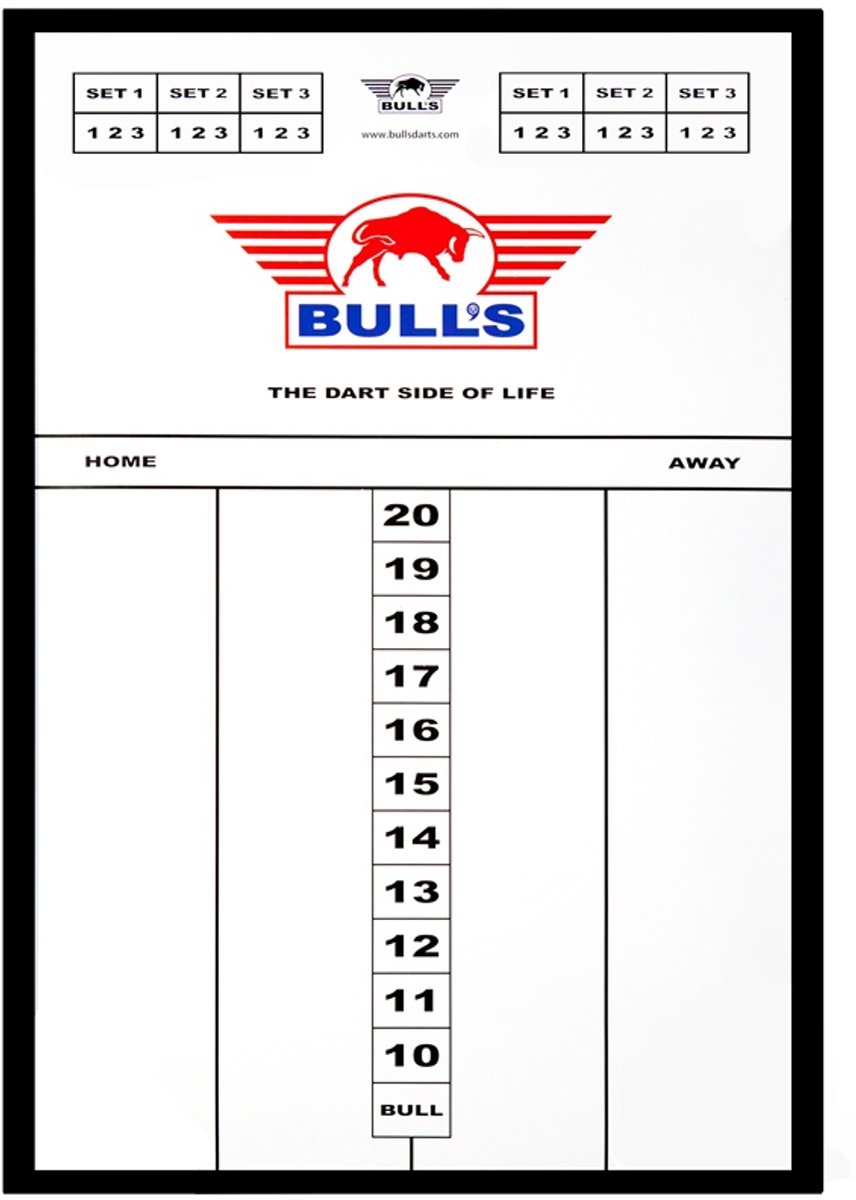 Bull's Glass scoreboard 60x40 met zwarte lijst