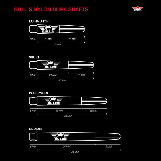 Bulls Nylon Dart Shafts - Wit - In Between - (1 Set) van Bull's — afbeelding 4