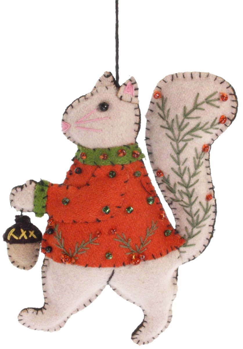 Eekhoorn met oranje jas, vilt 11x2x13cm