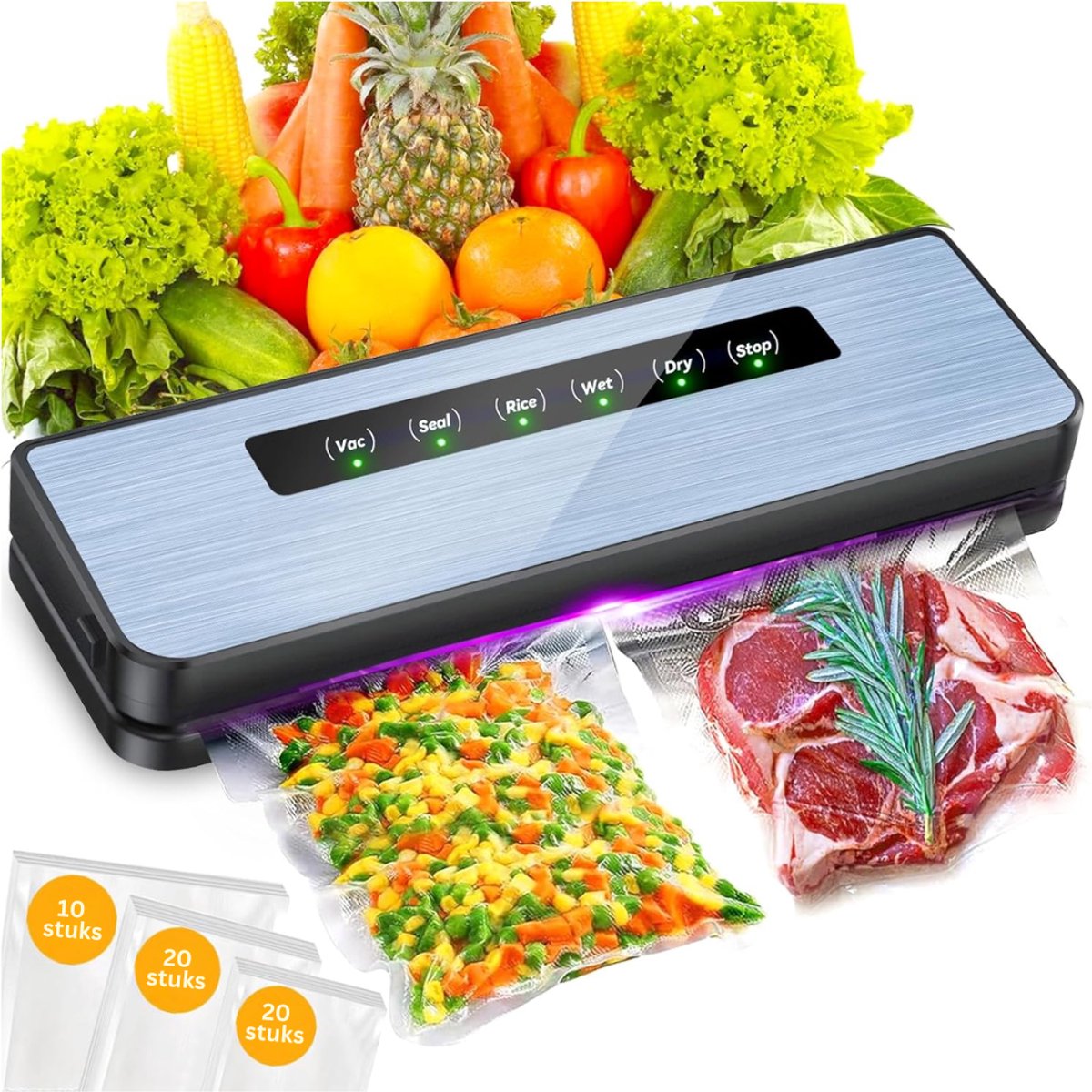 DYVNS® Vacuummachines - Vacumeermachine - Vacuum Sealer - Met 50 Vacuümzakken